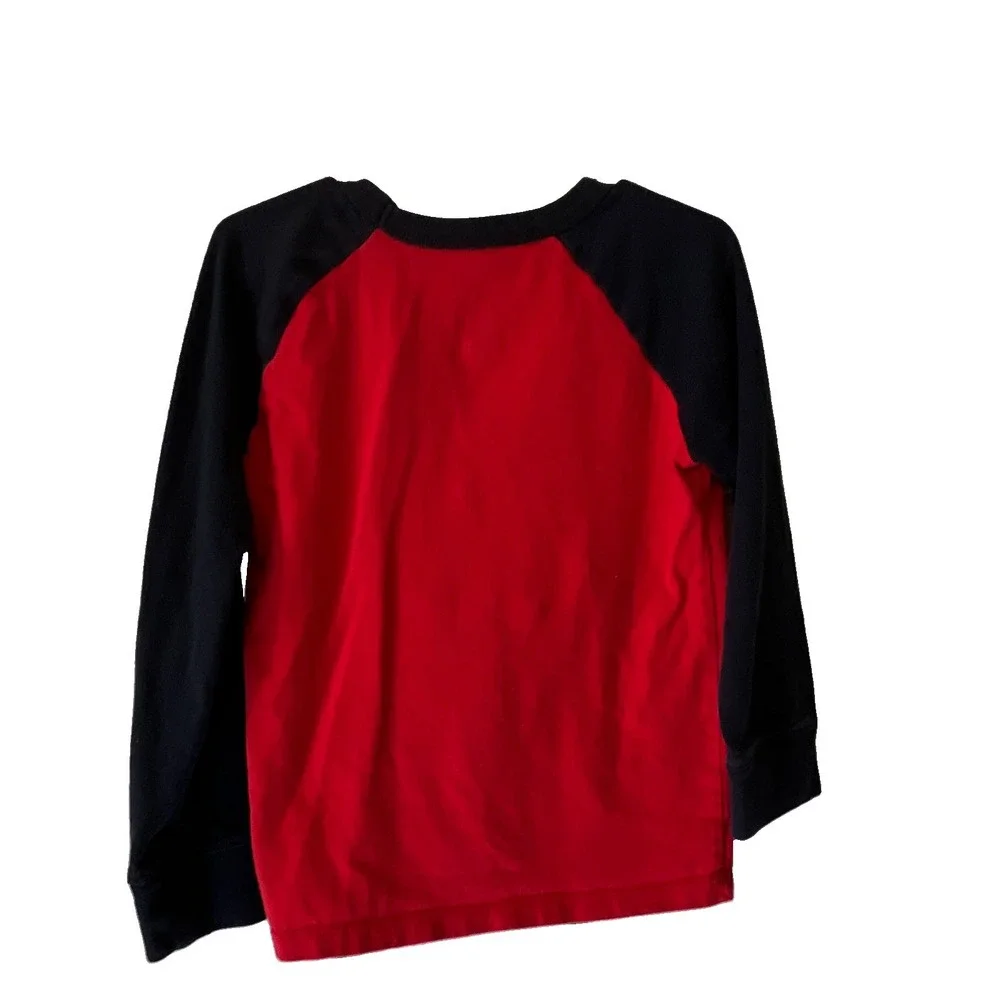 GAP Toddler Unisex Red Black Long Sleeve Cotton Raglan T-Shirt Size 5